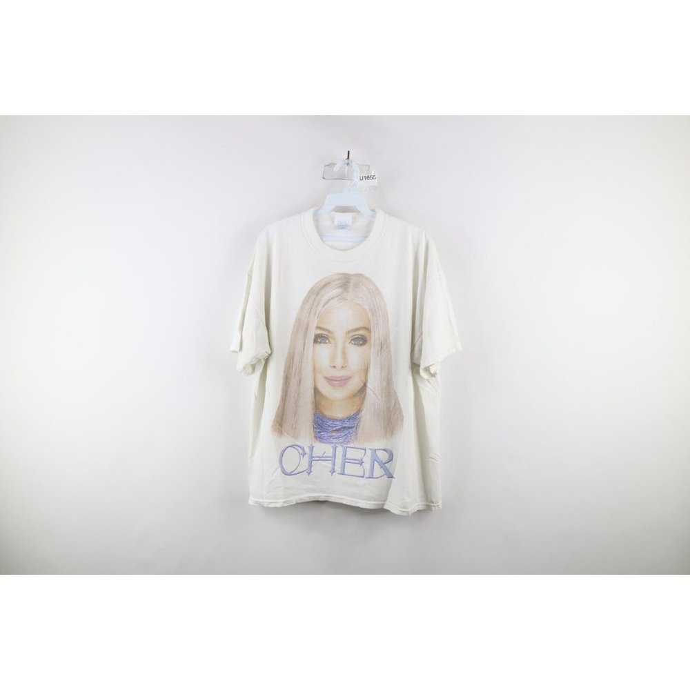Vintage Y2K 2003 Mens XL Living Proof Farewell Tour Cher Band Face T-Shirt White